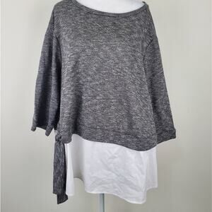 Zac & Rachel sweater top gray plus Sz 3X long sleeve